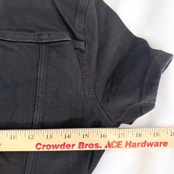 Good American Black Denim Short Sleeve Utility Jumpsuit Belted Zip Front Size M - Picture 5 of 15